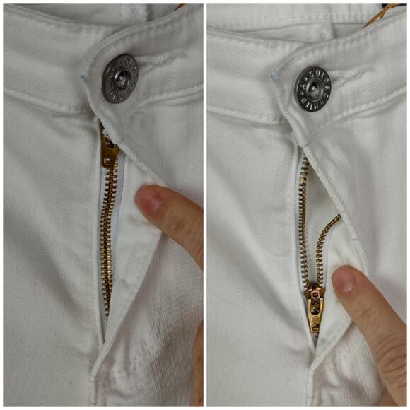 AG Adriano Goldschmied Legging Ankle Super Skinny Raw Hem White Jeans Sz 30 Flaw - Picture 12 of 16